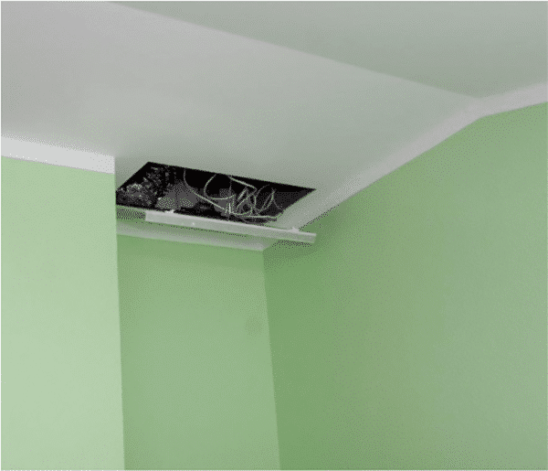 System F1 | Access Door | Fixed Hinge | Drywall Inlay - Finished in Light Green on Ceiling Open
