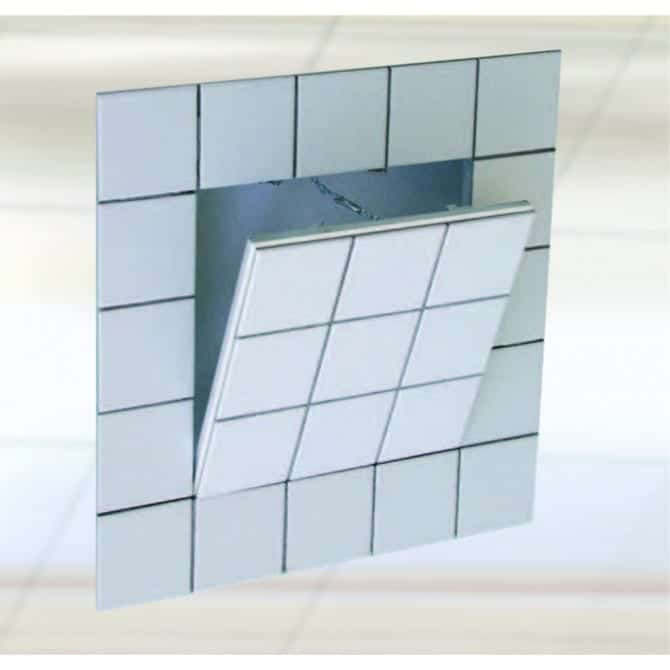 System F3 | Access Panel | Removable | Drywall Inlay | Tile Application - Front View Tiled in White Open
